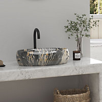 Oval Counter Mounted Ceramic Bathroom Counter top Basin W 480 mm x D 340mm