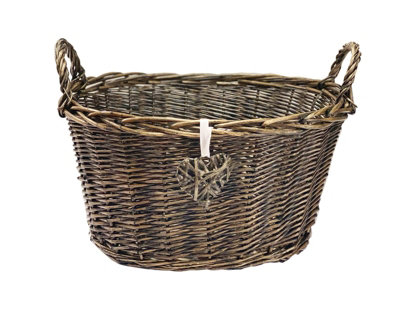 Oval Deep Neutral Easter Egg Wicker Kitchen Fruit Storage Basket Medium 28x24x22cm