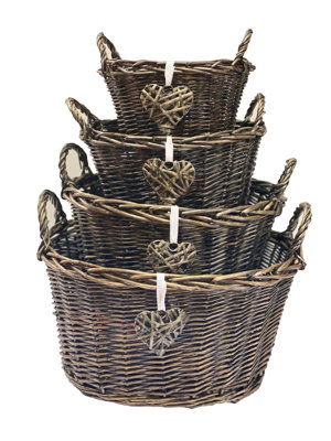 Oval Deep Neutral Easter Egg Wicker Kitchen Fruit Storage Basket Medium 28x24x22cm