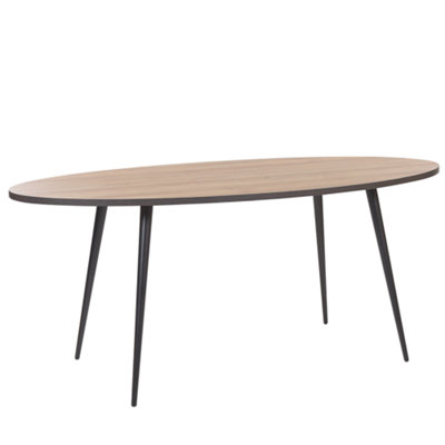 Oval Dining Table 180 x 90 cm Dark Wood with Black OTTAWA