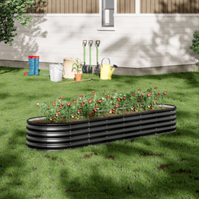 Oval Four-grid Metal Raised Bed Galvanized Raised Planter Box Outdoor Raised Bed Kit Garden Raised Flower Bed 42cm H