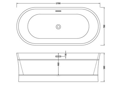 Oval Freestanding Bath from Balterley - Layered Rim Design - 1700mm x 780mm
