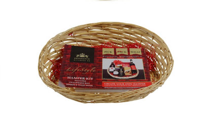 Oval Hamper Basket Kit Make Your Own Christmas Hamper Ribbon Cellophane ...