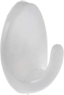 Oval Hook Self Adhesive Medium White - Pack of 6
