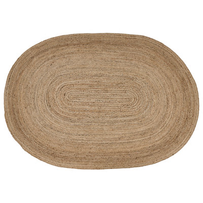 Oval Jute Area Rug 160 x 230 cm Beige DEMIRCI