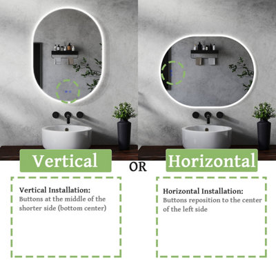 Oval LED Bathroom Mirror 700 x 1200 mm 3 Colour Dimmable Lights ...