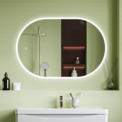 Oval LED Bathroom Mirror with Dimmable 3 Colour, Lighting Memory ...