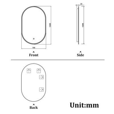 Oval LED Bathroom Mirror with Lights 3 Colour Demister Anti-fog Touch ...