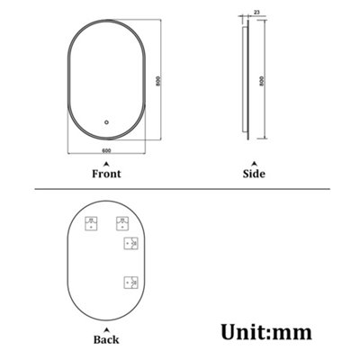 Oval LED Bathroom Mirror with Lights Dimmable Demister Anti-fog Touch ...