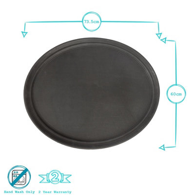 Oval Non-Slip Serving Tray - 73.5cm x 60cm - Black