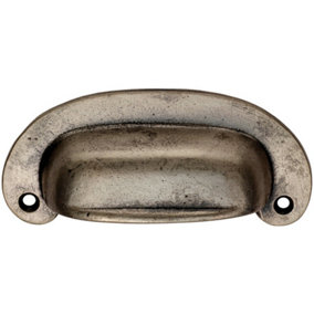 Oval Plate Cabinet Cup Handle 106 x 44.5mm 87mm Fixing Centres Pewter