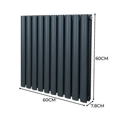 Oval Radiator - 600 x 600mm - Anthracite