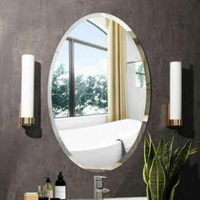 OVAL SHAPE Frameless Round Wall Mounted Mirror Frameless Bathroom Living Room A Must have Mirror Home Decor (40x60 cm)