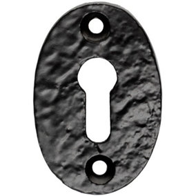 Oval Shaped Escutcheon Lock Profile 49 x 32.5mm Black Antique Keyhole Cover