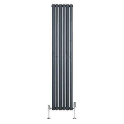 Oval Single Column Radiator 1800mm x 360mm & TRV Chrome Valves Modern ...