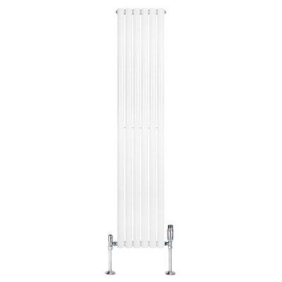 Oval Single Column Radiator 1800mm x 360mm & TRV Chrome Valves Modern ...