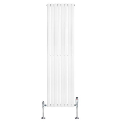 Oval Single Column Radiator 1800mm x 480mm & TRV Chrome Valves Modern ...