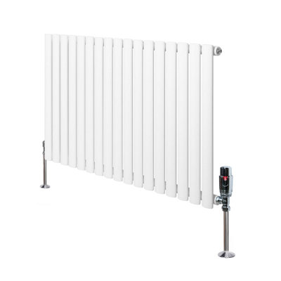 Oval Single Column Radiator 600mm x 1020mm & TRV Chrome Valves Modern ...