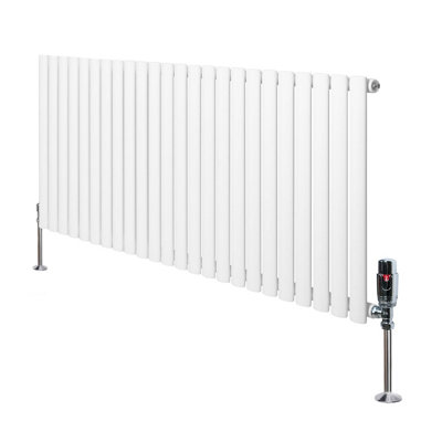 Oval Single Column Radiator 600mm x 1440mm & TRV Chrome Valves Modern ...