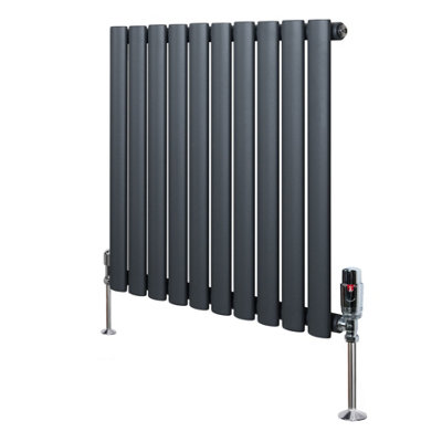 Oval Single Column Radiator 600mm x 600mm & TRV Chrome Valves Modern ...