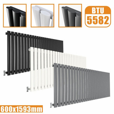 Oval Style 1 Column Horizontal Designer Radiator in Matte Anthracite ...