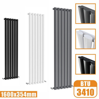 Oval Style 1 Column Vertical Designer Radiator in Matte White - 1800mm ...
