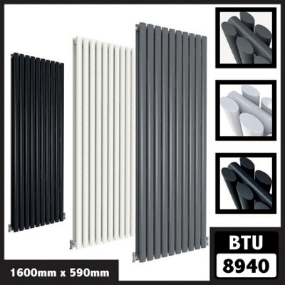 Oval Style 2 Column Vertical Designer Radiator in Matte Anthracite ...