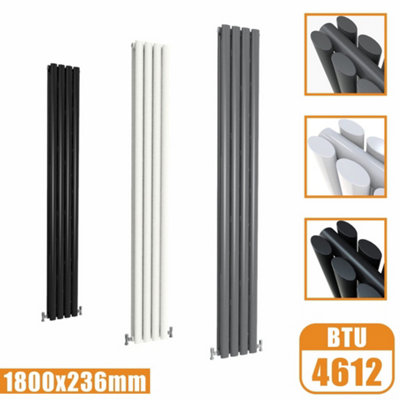 Oval Style 2 Column Vertical Designer Radiator in Matte Anthracite ...