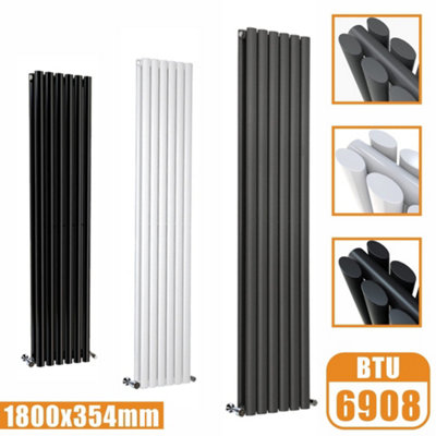 Oval Style 2 Column Vertical Designer Radiator in Matte Anthracite ...
