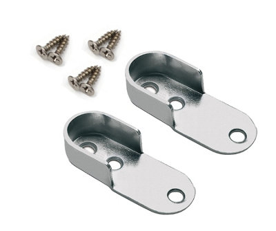 Oval Tube Holder For Wardrobe Rail Chrome Set of 2