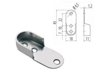 Oval Tube Holder For Wardrobe Rail Chrome Set of 2