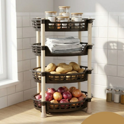 Oval Vegetable Rack 4 Tier Kitchen Storage Organizer Multi Layer Fruit ...