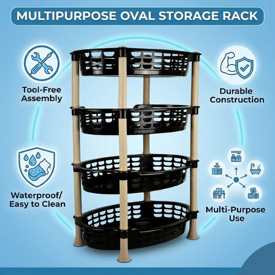 Oval Vegetable Rack 4 Tier Kitchen Storage Organizer Multi Layer Fruit ...