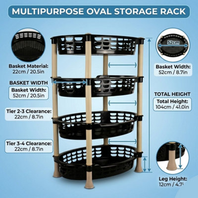 Oval Vegetable Rack 4 Tier Kitchen Storage Organizer Multi Layer Fruit ...