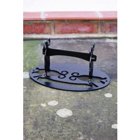 Oval (Victorian) Boot/Shoe Scraper - Steel Shoe Cleaner - Steel - L20 x W35 x H12.7 cm - Black
