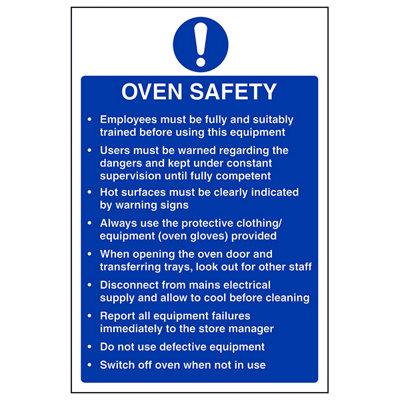 Oven Safety Mandatory Catering Sign - Adhesive Vinyl - 300x400mm (x3)