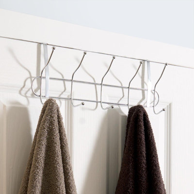 Over Door 10 Hook Hanging Storage Coat Jacket Towel Rack Closet Organiser Silver