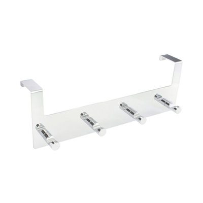 Over Door Hook Rail x4 Mounted Hooks Polished Chrome
