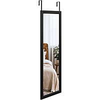 Over Door Mirror Full Length, Wall Mounted Mirror Door Hung Mirror for Bathroom/Bedroom/Wardrobe - Toughened Glass, Black