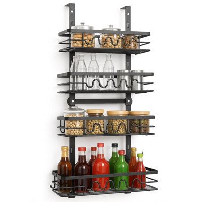 Over Door Pantry Organiser 4 Tier Adjustable Storage Rack with ...