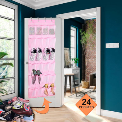 Over Door Shoe Storage 24 Large Mesh Pockets Hanging Shoe Rack with ...