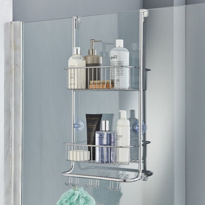 Shower Caddy Hanging over Shower Head Rust Roof Shower Organizer