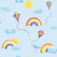 Over the Rainbow Flying Kites Wallpaper Blue / Multi Holden 91022