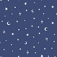Over the Rainbow Stars and Moons Glow in the Dark Wallpaper Navy Holden 90982