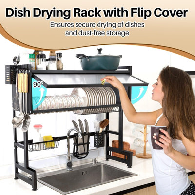 Over The Sink Dish Drainer Drying Rack 2 Tier Dish Rack - 105CM