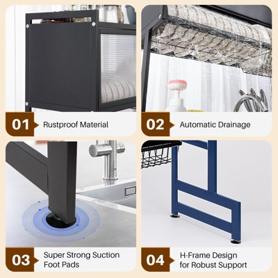 Over The Sink Dish Drainer Drying Rack 2 Tier Dish Rack - 105CM