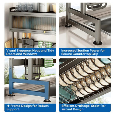 Over the Sink Dish Drainer Drying Rack, 3 Tier 105cm