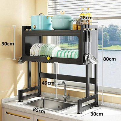 Over the Sink Dish Drainer Drying Rack, 3 Tier 85cm