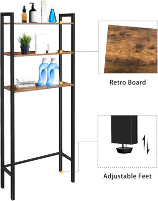 HOOBRO Over the Toilet Storage, 3 Tier Over Toilet Bathroom Organizer with  Adjustable Feet, Industrial Multi-Functional Toilet Rack, Bathroom Storage