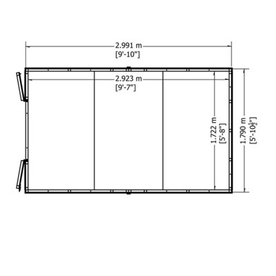 Overlap 10 x 6 Dip Treated Apex Shed Double Door No windows